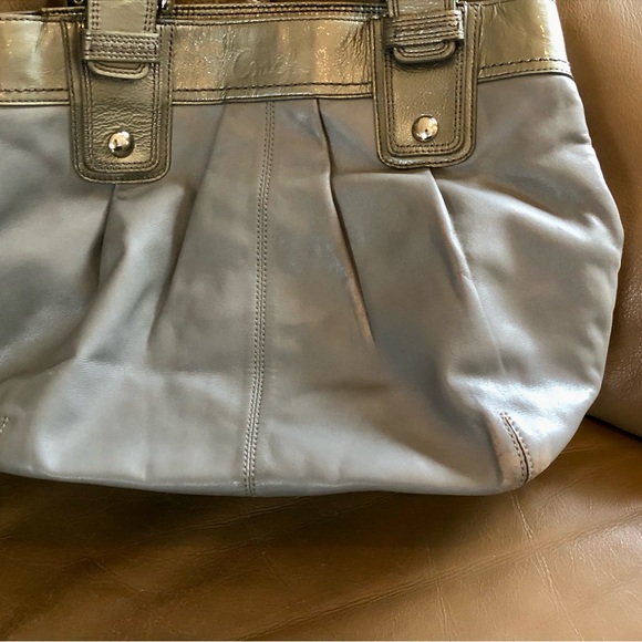 Coach, Soho, Pleated Tote, Grey Leather, Silver tone Hardware Accents, GUC - Picture 5 of 16
